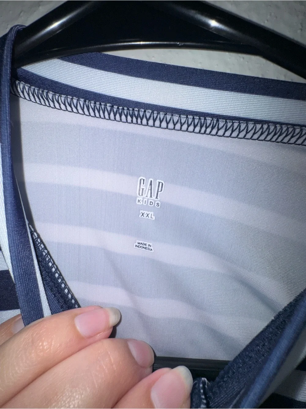 GAP Navy & White Striped Long-Sleeve Rashguard with Pink Zip